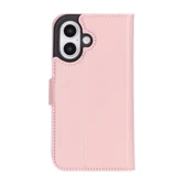 Apple iPhone 16 Plus uyumlu, Hakiki Deri, El Yapımı, Cüzdanlı Kılıf, Toz Pembe - 4