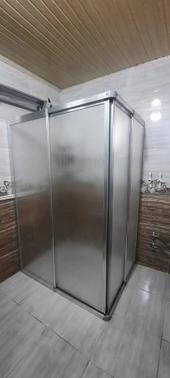 Girayduş 120x120 köşe girişli parlak profil mika duşakabin - 1