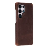 Samsung Galaxy S25 Ultra Uyumlu, Hakiki Deri, El Yapımı Arka Kapak, Antik Kahve - 1
