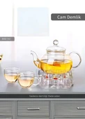 Cam Demlik Borasilikat Demlik Şeffaf Süzgeçli Çay Demliği Isıya Dayanıklı Bitki Çayı Demlik 800 ml - 2