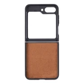 Samsung Galaxy Z Flip5 Uyumlu Deri Arka Kapak Antik Kahve - 5