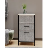 Çok Amaçlı Dolap 3 Çekmeceli Orta Boy Komodin Sehpa Gri 1600 - 3