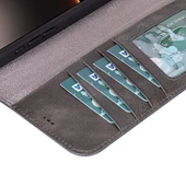 Apple iPhone 16 Pro uyumlu, Hakiki Deri, El Yapımı, Cüzdanlı Kılıf, Gölgeli Gri - 4