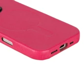 Apple iPhone 16 Pro Max uyumlu, Hakiki Deri, El Yapımı Kılıf, Pembe - 5