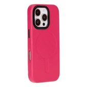 Apple iPhone 16 Pro Max uyumlu, Hakiki Deri, El Yapımı Kılıf, Pembe - 1