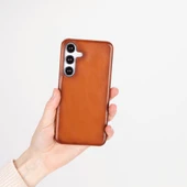 Samsung Galaxy S25 Uyumlu, Hakiki Deri, El Yapımı Arka Kapak, Gölgeli Taba - 4