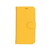 Apple iPhone 16 uyumlu, Hakiki Deri, El Yapımı, Cüzdanlı Kılıf, Limon Sarı - 4