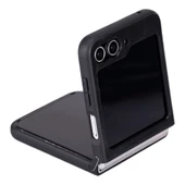 Samsung Galaxy Z Flip5 Uyumlu Deri Arka Kapak Parlak Siyah - 2