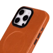 Apple iPhone 16 Pro Max uyumlu, Hakiki Deri, El Yapımı Kılıf, Gölgeli Taba - 3