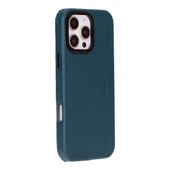 Apple iPhone 16 Pro Max uyumlu, Hakiki Deri, El Yapımı Kılıf, Mavi - 1