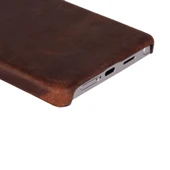 Samsung Galaxy S25 Plus Uyumlu, Hakiki Deri, El Yapımı Arka Kapak, Antik Kahve - 5