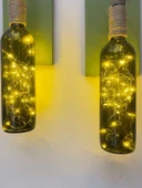 Led Işıklı Yeşil Ahşap Renkli Retro Şarap Şişesi Duvar Aplik 2'li Set - 5