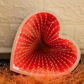 2 ADET VIP 3D IŞIKLI KALP ROMANTİK DEKOR IŞIK 3D HEART TUNNEL LAMP RED LİGHT KALPLİ PİLLİ LED IŞIK - 5