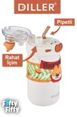 DILLER 520 ML Tek Kapak Çift Kullanım Pipetli/Pipetsiz Boyun Askılı/Çelik Termos -FFDILLERD93RENK - 9