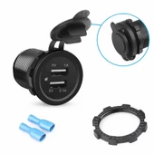 Dual Usb Çıkış 30V to 5V Su Geçirmez Çift Usb Çıkış Güç Kaynağı  12V/24V to 5V 1A 2.1A Otomobil Motosiklet Tekne Araç Şarj Cihazı Panel Tip Montaj Plastik Koruma Kapağı - 7
