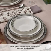 Karaca Royal Bone Kate 55 Parça 12 Kişilik Yemek Takımı Platin - 5