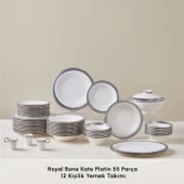Karaca Royal Bone Kate 55 Parça 12 Kişilik Yemek Takımı Platin - 3