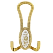 Portmanto Vestiyer Duvar Banyo Askısı Metal Dolap Elbise Askılığı Gold Beyaz Desenli 4 Adet - 6