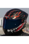 LS2 Rapıd 2 Race Kaıju Mat Siyah-Kırmızı Fullface Motosiklet Kaskı Mavi Camlı - 1
