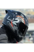 LS2 RAPID 2 RACE CIRCLE KAPALI MOTOSİKLET KASKI MAT SİYAH-KIRMIZI SİYAH CAM - 2