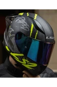 LS2 RAPID 2 RACE RAVEN MAT SİYAH-GRİ-NEON SARI FULLFACE MOTOSİKLET KASKI GÖKKUŞAĞI CAMLI - 3