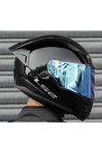 LS2 Rapıd 2 Race Parlak Siyah Full Face Motosiklet Kaskı Mavi Camlı - 1