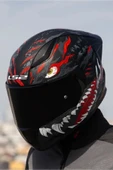 LS2 Rapıd 2 Race Kaıju Mat Siyah-kırmızı-beyaz Kask Siyah Camlı - 4