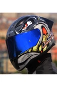 LS2 RAPID 2 RACE SPOX GRİ-KIRMIZI KAPALI MOTOSİKLET KASKI MAVİ CAMLI - 2