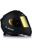 LS2 Storm 2 Mat Siyah Kapalı Motosiklet Kaskı Gold Camlı - 4