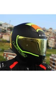 LS2 RAPID 2 EXTRA MAT NEON SARI FULLFACE MOTOSİKLET KASKI GOLD CAMLI - 2