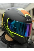 LS2 RAPID 2 EXTRA MAT NEON SARI FULLFACE MOTOSİKLET KASKI GÖKKUŞAĞI CAMLI - 3
