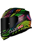 LS2 Storm 2 Power Mat Siyah-gökkuşağı  Kapalı Motosiklet Kaskı Siyah Camlı - 1