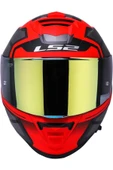LS2 Storm 2 Faster Mat Kırmızı Kapalı Motosiklet Kaskı Gold Camlı thumbnail 4