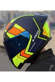 LS2 RAPID 2 RACE EXTRA MAT NEON SARI FULLFACE MOTOSİKLET KASKI MAVİ CAMLI - 1