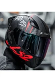 LS2 Rapıd 2 Race Raven Mat Siyah-Kırmızı Kapalı Motosiklet Kaskı Gökkuşağı Camlı - 1