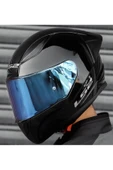 LS2 Rapıd 2 Race Parlak Siyah Full Face Motosiklet Kaskı Mavi Camlı - 5