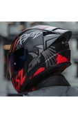 LS2 Rapıd 2 Race Raven Mat Siyah-Kırmızı Kapalı Motosiklet Kaskı Gökkuşağı Camlı - 5