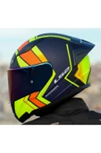 LS2 RAPID 2 RACE EXTRA MAT NEON SARI FULLFACE MOTOSİKLET KASKI GÖKKUŞAĞI CAMLI - 1