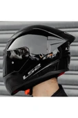 LS2 Rapıd 2 Race Parlak Siyah Full Face Motosiklet Kaskı Siyah Camlı thumbnail 4