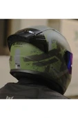 LS2 RAPID II RACE THUNDER BIRDS MAT YEŞİL MOTOSİKLET KASKI MAVİ CAMLI - 4