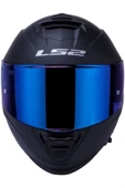 LS2 Storm 2 Mat Siyah Kapalı Motosiklet Kaskı Mavi Camlı - 2