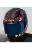 LS2 Rapıd 2 Race Kaıju Mat Siyah-Kırmızı Fullface Motosiklet Kaskı Mavi Camlı - 2