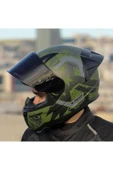 LS2 Rapid 2 Thunder Birds Race Full Face Motosiklet Kaskı Yarış Spoiler Siyah Vizörlü - 6