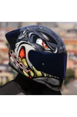 LS2 RAPID 2 RACE SPOX GRİ-KIRMIZI KAPALI MOTOSİKLET KASKI MAVİ CAMLI - 4