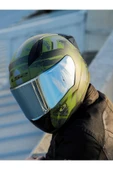 LS2 RAPID II RACE THUNDER BIRDS MAT YEŞİL MOTOSİKLET KASKI GRİ CAMLI - 3