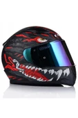 LS2 Rapıd 2 Kaıju Mat Siyah-Kırmızı Fullface Motosiklet Kaskı Mavi Camlı - 3