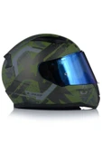 LS2 RAPID II THUNDER BIRDS MAT YEŞİL MOTOSİKLET KASKI MAVİ CAMLI - 4