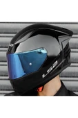 LS2 Rapıd 2 Race Parlak Siyah Full Face Motosiklet Kaskı Mavi Camlı - 4