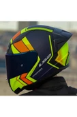 LS2 RAPID 2 RACE EXTRA MAT NEON SARI FULLFACE MOTOSİKLET KASKI MAVİ CAMLI - 3