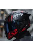 LS2 Rapıd 2 Race Raven Kırmızı Kapalı Motosiklet Kaskı Mavi Camlı - 5